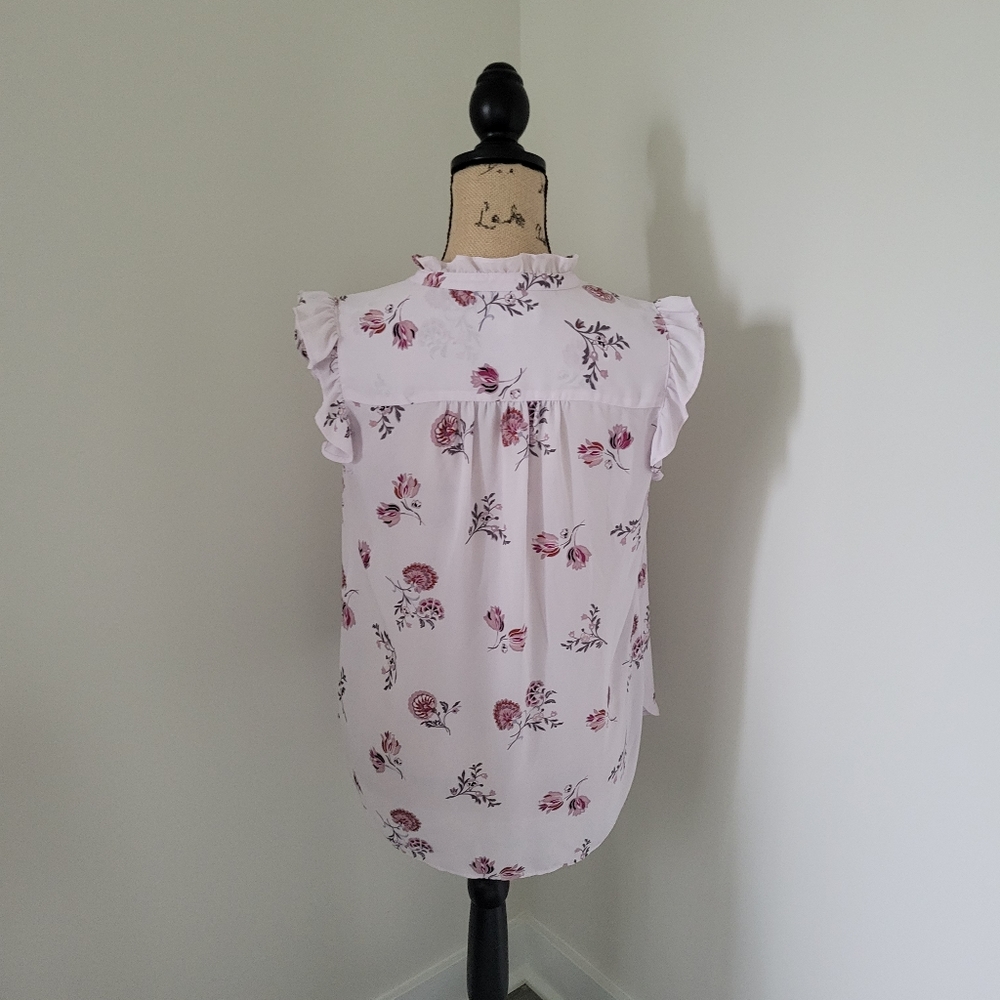 Loft Floral Ruffle Henley Shell - Picture 6 of 9